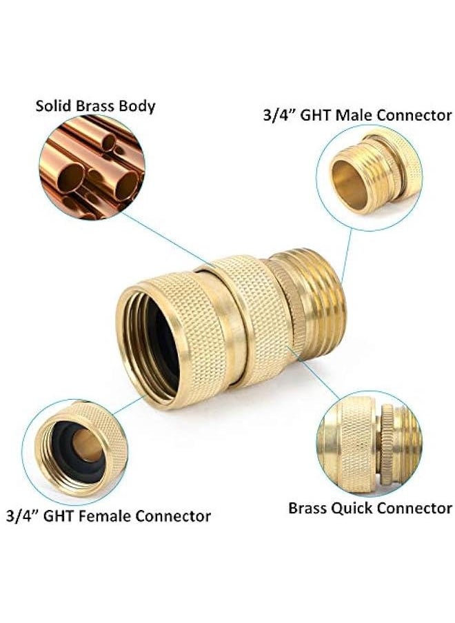 Generic Brass Full Flow Garden Hose Quick Release Connect Adaptor Fitting, Full Port Solid Brass Outdoor Water Hose Quick Disconnect Connector Coupler with Male and Female, with 4 Hose Washers - 3 Sets  - Image 3