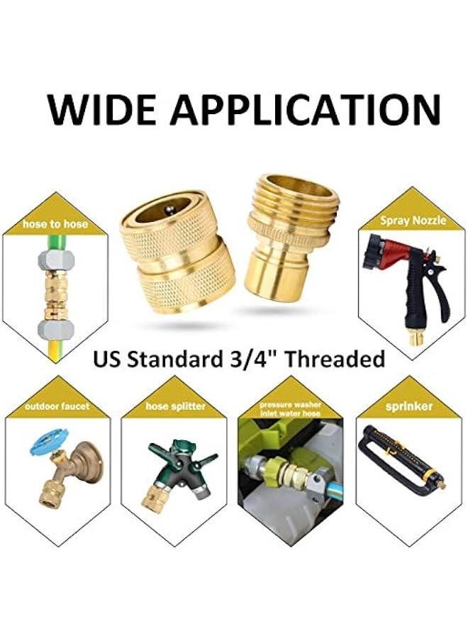 Generic Brass Full Flow Garden Hose Quick Release Connect Adaptor Fitting, Full Port Solid Brass Outdoor Water Hose Quick Disconnect Connector Coupler with Male and Female, with 4 Hose Washers - 3 Sets  - Image 5