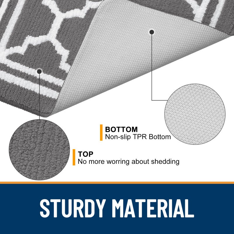بجند بوجاندا الباب الداخلي حصيرة مقاومة الأوساخ وتوسيع دخول الحصير المضاد للانزلاق المنخفض داخل الأرضية ، ممسحة حصيرة الأرضية للمدخل (59x20 بوصة رمادية) - Image 4