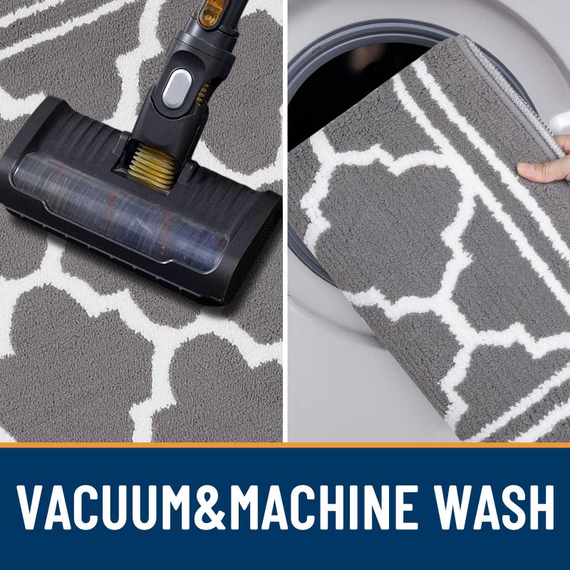 بجند بوجاندا الباب الداخلي حصيرة مقاومة الأوساخ وتوسيع دخول الحصير المضاد للانزلاق المنخفض داخل الأرضية ، ممسحة حصيرة الأرضية للمدخل (59x20 بوصة رمادية) - Image 5