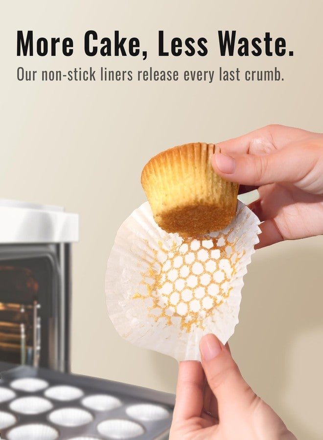 Bake Choice 200pcs Standard White Cupcake Liners for Baking, Upgraded Natural Muffin Liners, Balance Non-Stick & Non-Slip, Greaseproof Parchment Paper, Cupcake Wrapper for Party, Wedding, Christmas - Image 2