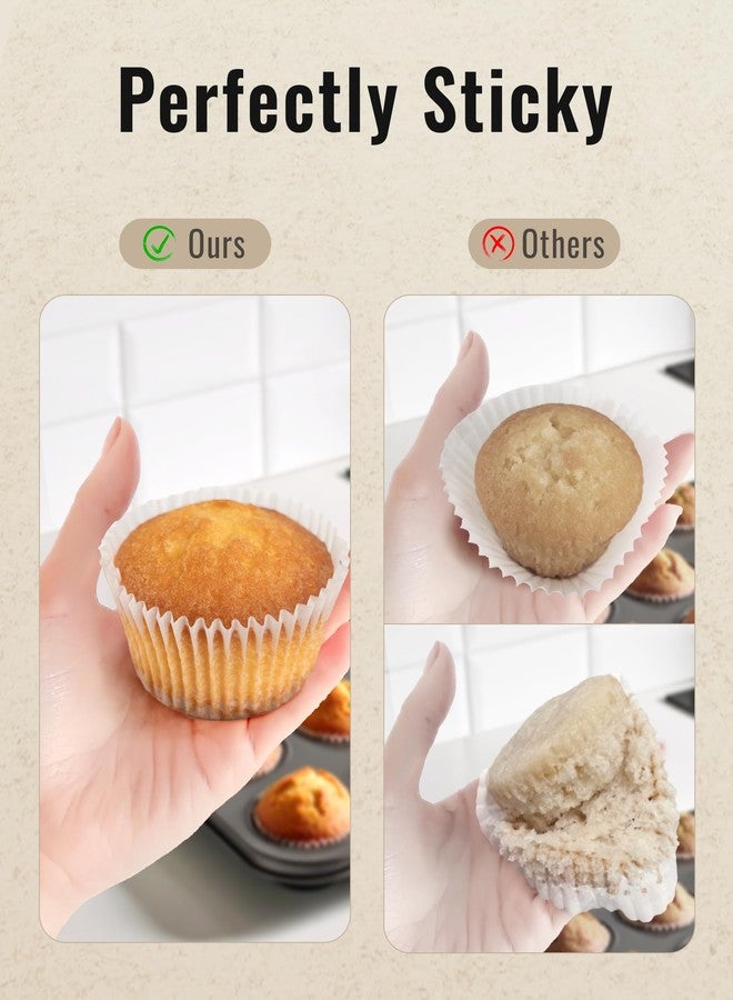 Bake Choice 200pcs Standard White Cupcake Liners for Baking, Upgraded Natural Muffin Liners, Balance Non-Stick & Non-Slip, Greaseproof Parchment Paper, Cupcake Wrapper for Party, Wedding, Christmas - Image 3