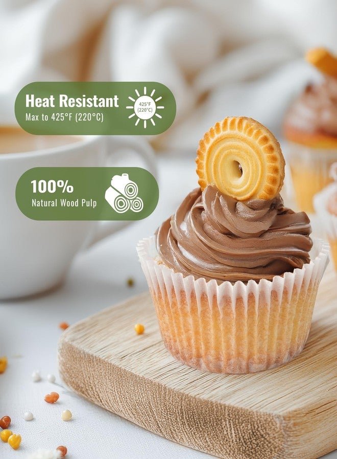 Bake Choice 200pcs Standard White Cupcake Liners for Baking, Upgraded Natural Muffin Liners, Balance Non-Stick & Non-Slip, Greaseproof Parchment Paper, Cupcake Wrapper for Party, Wedding, Christmas - Image 5