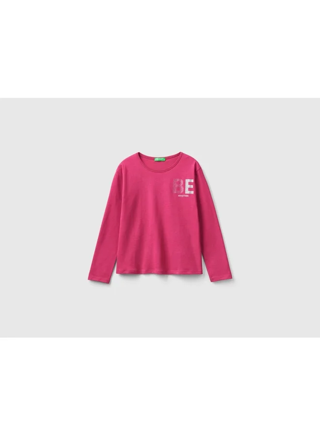 UNITED COLORS OF BENETTON T-Shirt In Warm Organic Cotton With Glitter