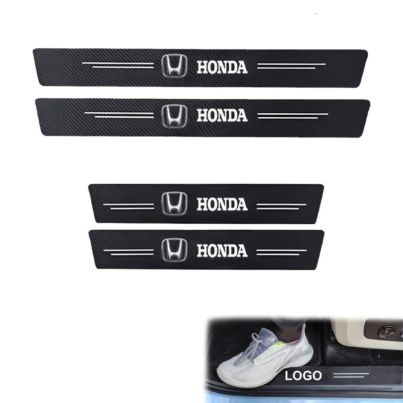 ZOTIMO 4Pcs for Car Door Sill Protector Reflective 4D Carbon Fiber Leather Sticker Decoration Entry Guard Door Sill Scuff Plate Stickers Auto Accessories (Honda) - Image 1