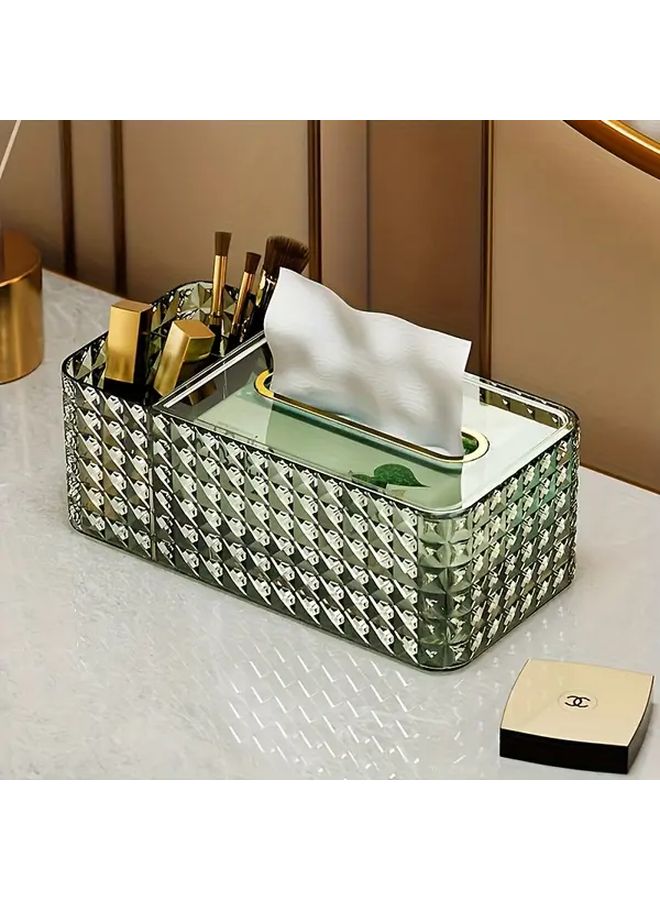 Transparent Acrylic Desk Organizer Multifunctional Tissue Box Cover With Remote Control Holder - Image 2