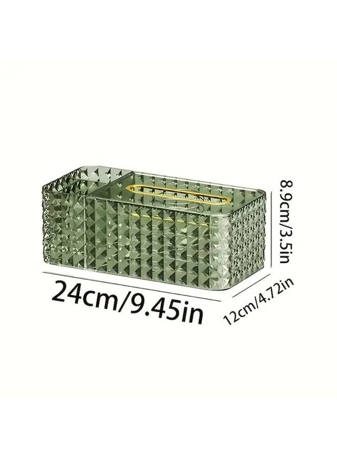 Transparent Acrylic Desk Organizer Multifunctional Tissue Box Cover With Remote Control Holder - Image 4