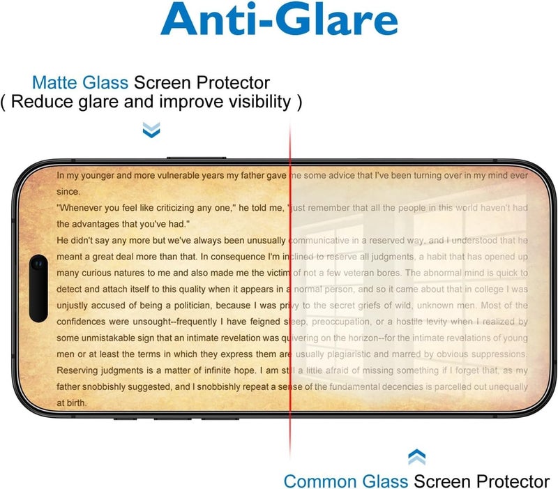 ANDYGLASSES Military-Grade Matte Anti-Glare Tempered Glass Screen Protector Compatible with iphone 13/13pro/14 (Black) with Edge to Edge Coverage and Easy Installation kit - Image 2