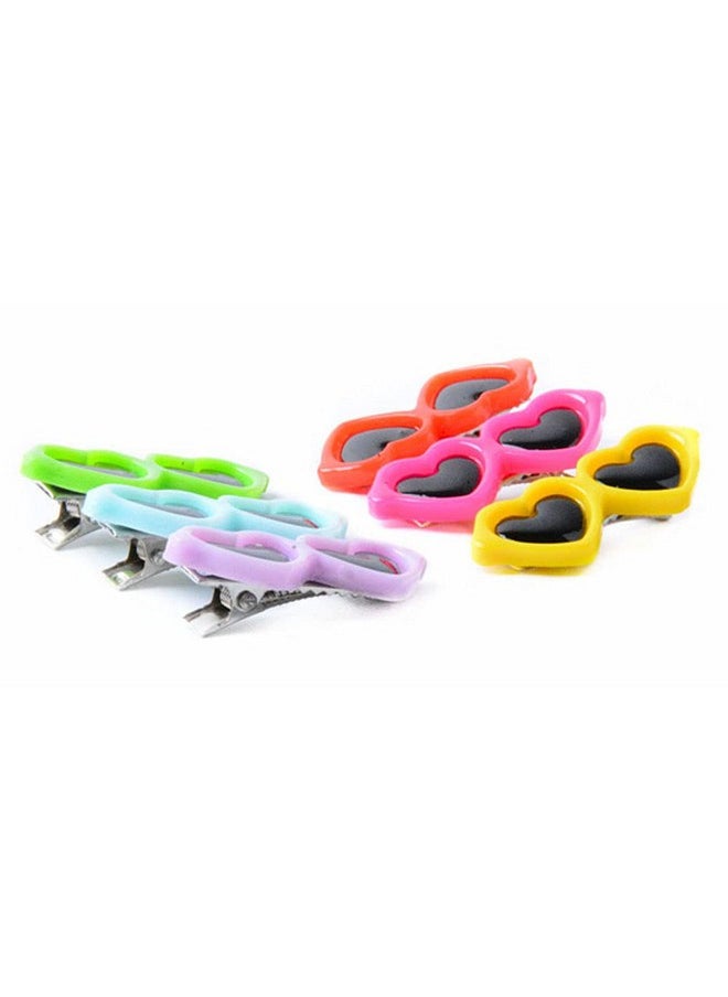 Teensery 12 Pcs Pet Hair Clips Heart Sunglass Shaped Alligator Hair Clips Hair Barrettes Hair Accessories For Small Dog Cat Puppy (Color Random)  - Image 4
