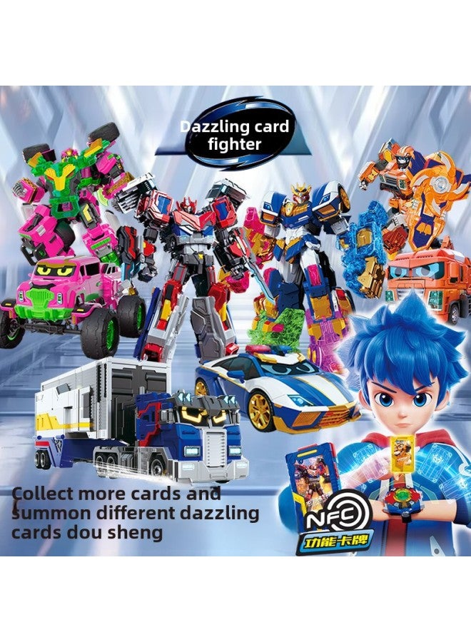 Product Dazzle Card Fighter Dazzle Blue Lightning Deformation Mecha Robot Toy Children Boy King Kong Spin Summoner Card-Color:Giant Storm【8109】 - Image 5