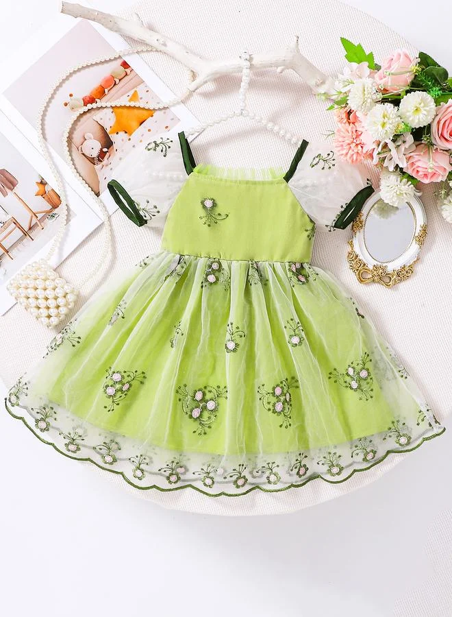 تايك تو Girls Green Mesh Strappy Dress