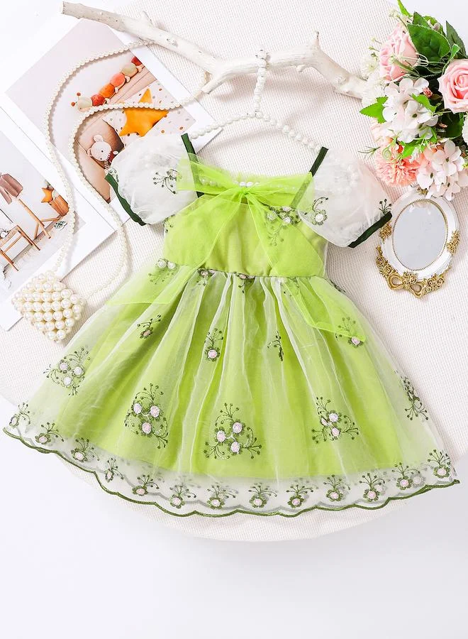تايك تو Girls Green Mesh Strappy Dress