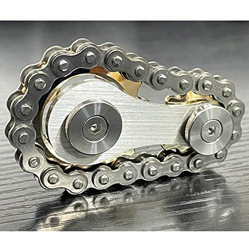 Bitopbi Sprocket Fidgets Chain Stainless Steel Fidget Cube Gears Linkage Bike Chain Novelty Fidget Block Kinetic Desk Toy Metal EDC Focus Meditation Break Bad Habits ADHD Gold - Image 5