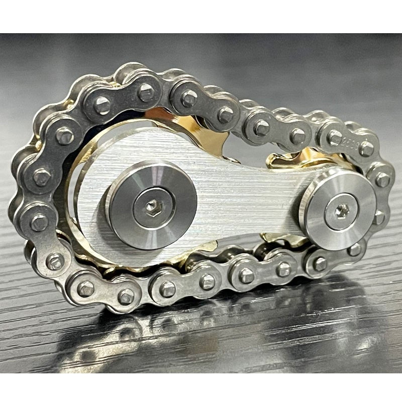 Bitopbi Sprocket Fidgets Chain Stainless Steel Fidget Cube Gears Linkage Bike Chain Novelty Fidget Block Kinetic Desk Toy Metal EDC Focus Meditation Break Bad Habits ADHD Gold - Image 3