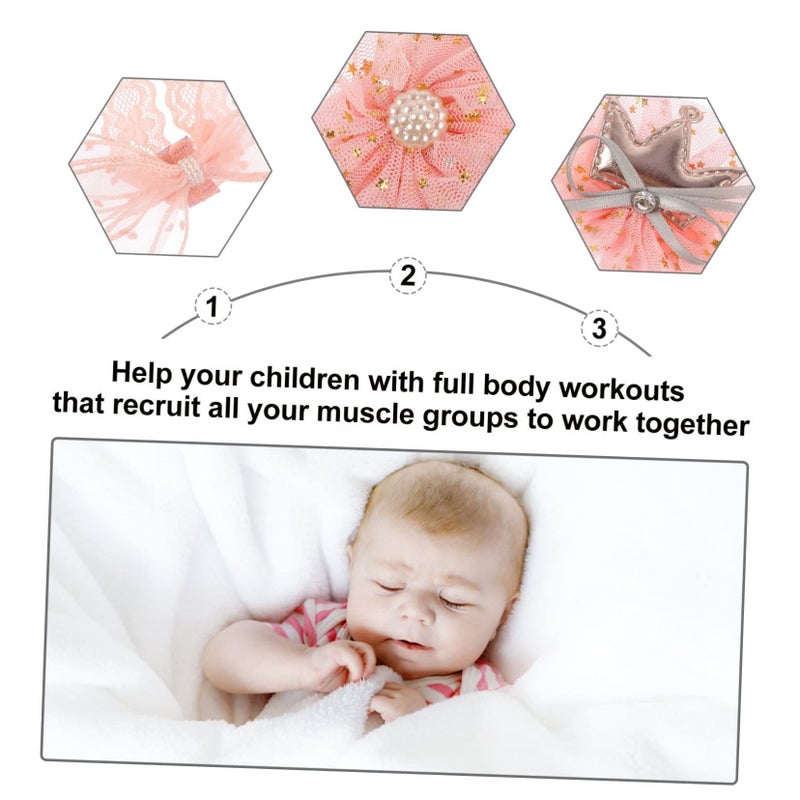 3pcs Newborn Photography Props Set Pink Lace Headband Socks For Girls Photoshoot - Image 4
