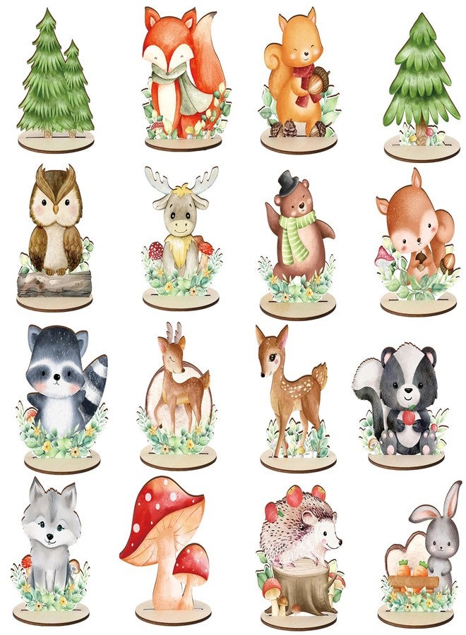 Guiqulai 16 Pcs Woodland Animals Wood Table Centerpieces, Woodland Baby Shower Decorations Animals Cutout Shapes Woodland Birthday Decorations for Baby Shower Birthday Supplies - Image 1