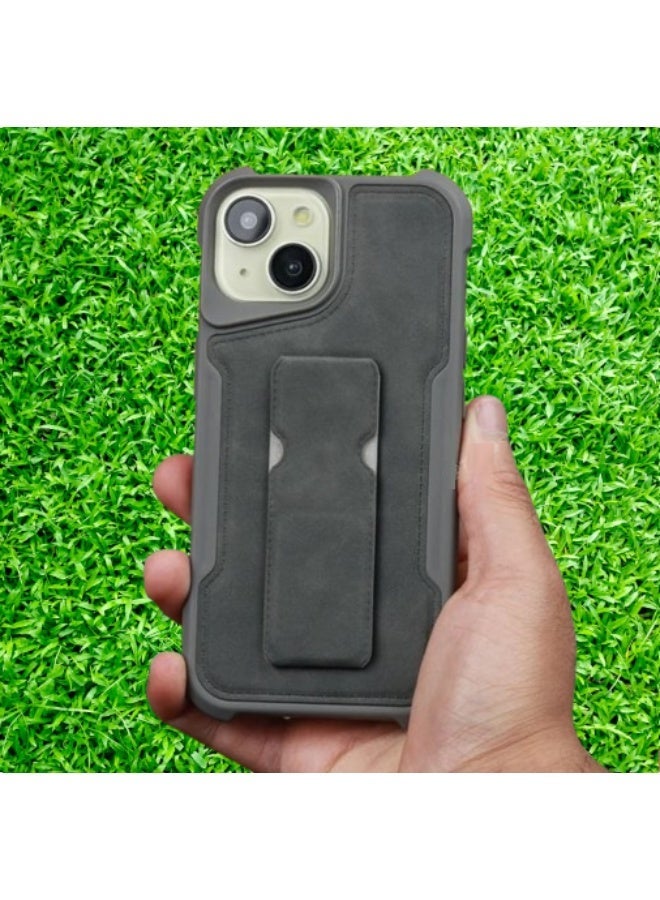 Creative iPhone 16 Pro Max Case With a slim and durable stand, gray color - Image 1