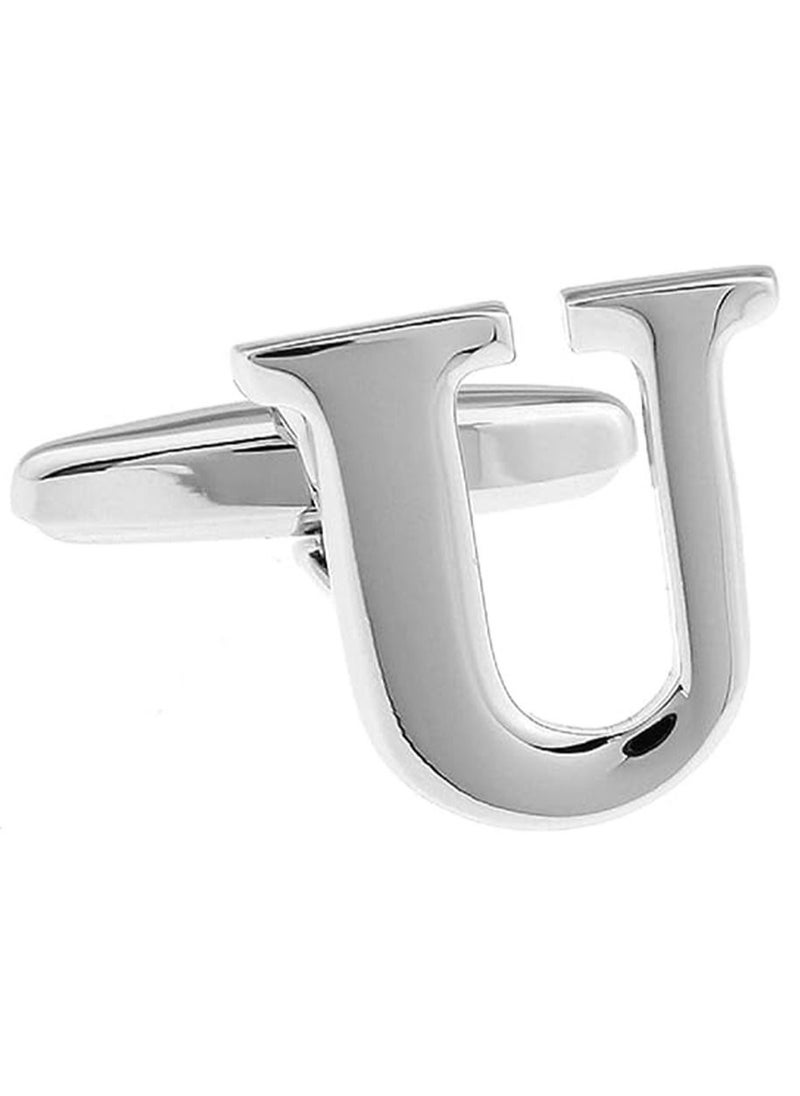GROWSTEADY - Personalized Fashion English Letter U Shape Cufflinks Mens French Shirt Cufflinks For Wedding - Image 1