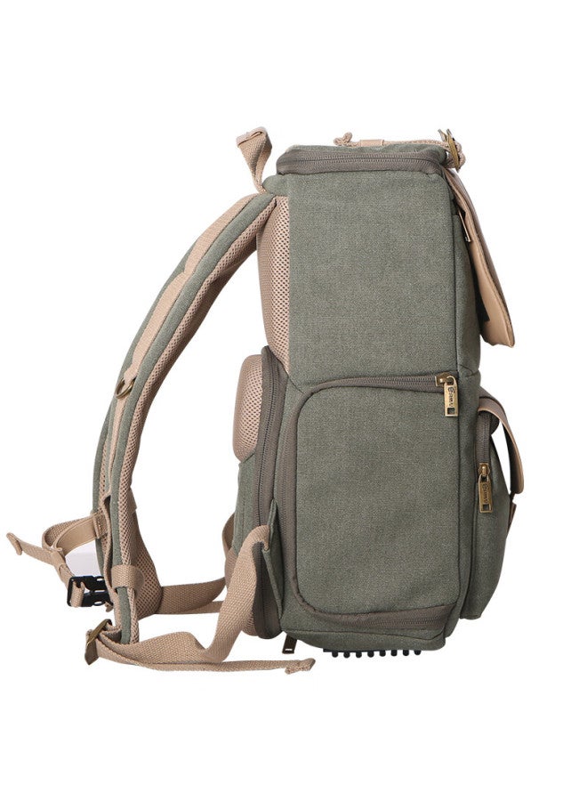Eirmai Sd06 Dslr Camera Bag, Shoulder Photography Bag, Digital Canvas Waterproof Travel Backpack, Vintage Green - Image 4
