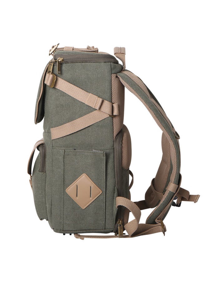 Eirmai Sd06 Dslr Camera Bag, Shoulder Photography Bag, Digital Canvas Waterproof Travel Backpack, Vintage Green - Image 3