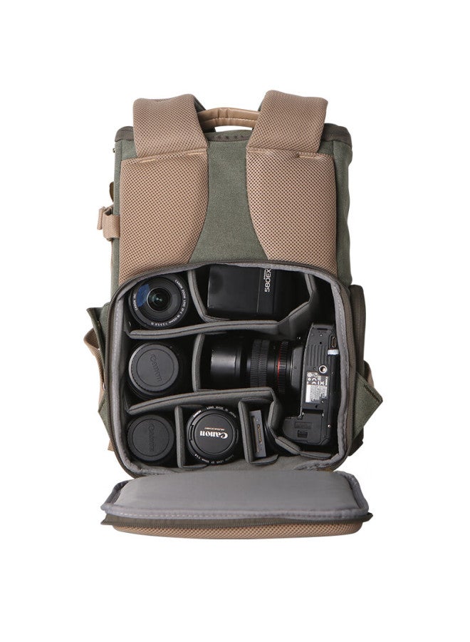 Eirmai Sd06 Dslr Camera Bag, Shoulder Photography Bag, Digital Canvas Waterproof Travel Backpack, Vintage Green - Image 2
