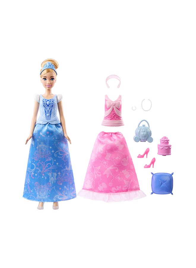 Disney - Princess Toys, Cinderella Fashion Doll with 2 Looks, 9 Accessories, 2 Snap-On Bodices & 2 Skirts, 2-in-1 Stories Inspired by Disney Movie - Image 1