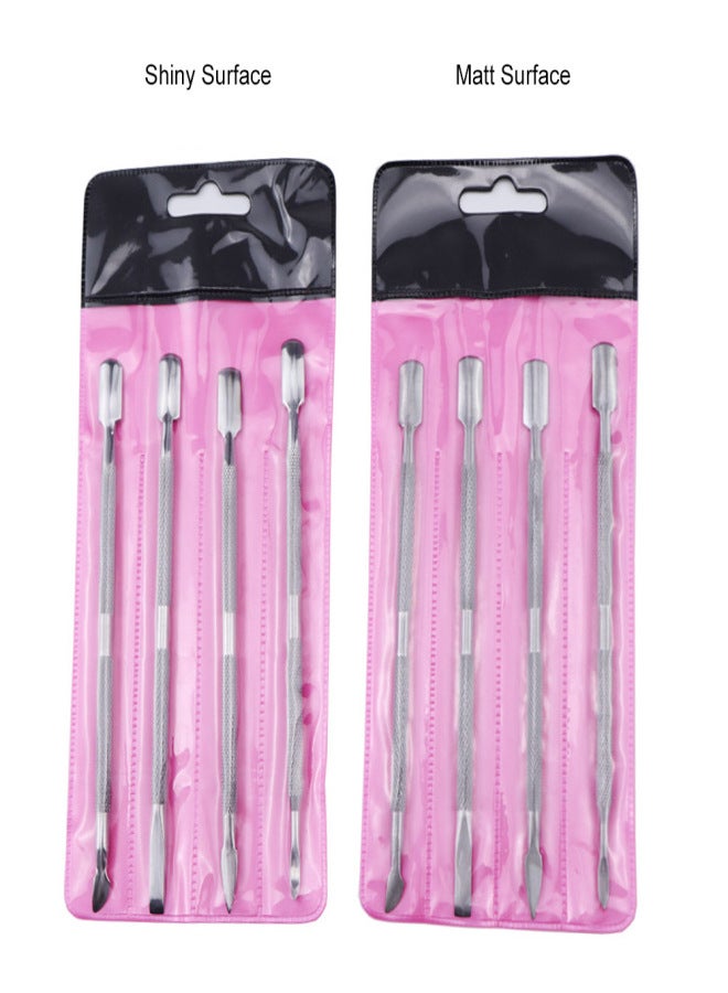 4PCS Stainless Steel Double Ended Nail Pusher Remover Cuticle Manicure Pedicure Nail Cleaner (Matt Surface) - Image 2