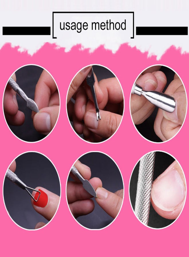 4PCS Stainless Steel Double Ended Nail Pusher Remover Cuticle Manicure Pedicure Nail Cleaner (Matt Surface) - Image 4