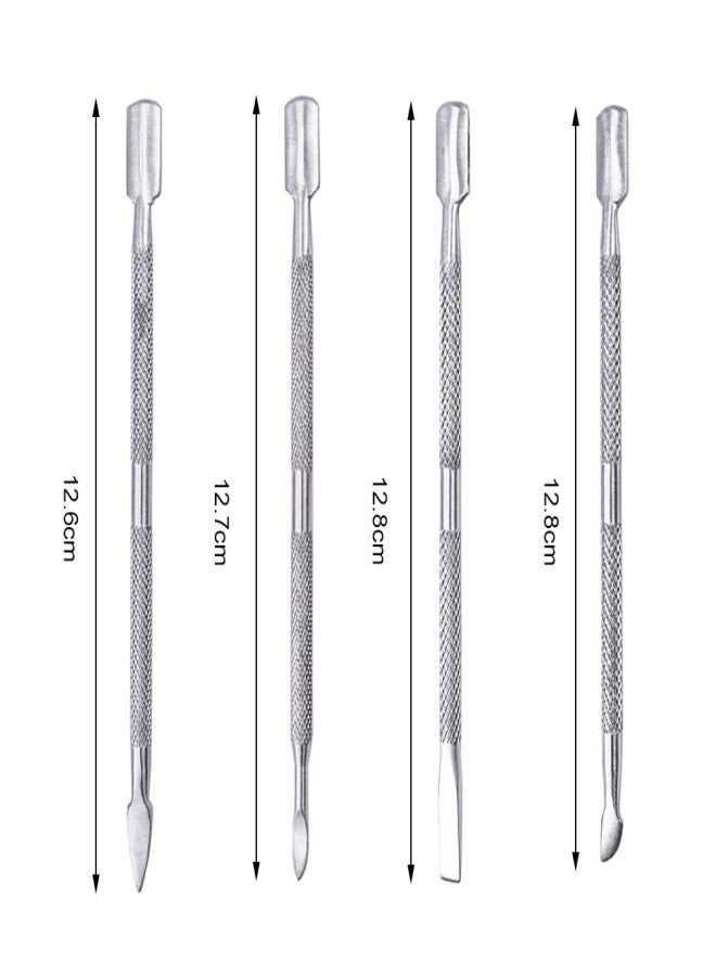4PCS Stainless Steel Double Ended Nail Pusher Remover Cuticle Manicure Pedicure Nail Cleaner (Matt Surface) - Image 3