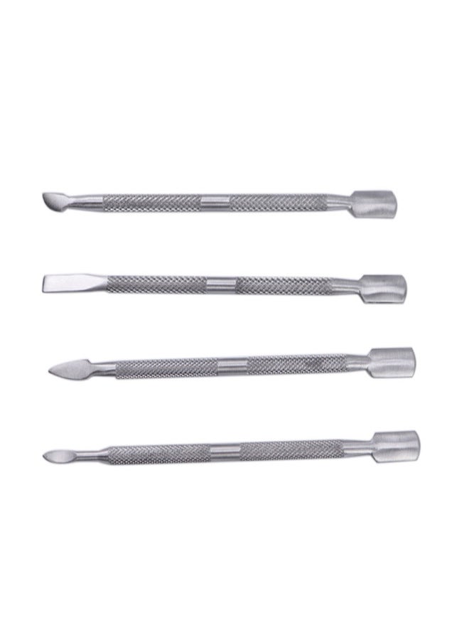 4PCS Stainless Steel Double Ended Nail Pusher Remover Cuticle Manicure Pedicure Nail Cleaner (Matt Surface) - Image 1
