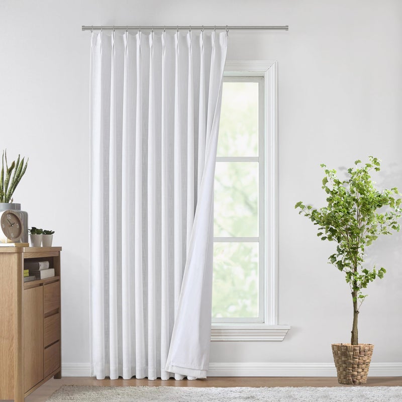 Vision Home White Pinch Pleated Full Blackout Curtains Thermal Insulated Window Curtains 90 Inch For Living Room Bedroom Room Darkening Pinch Pleat Drapes With Hooks Back Tab 1 Panel 60"" Wx90 L - Image 1
