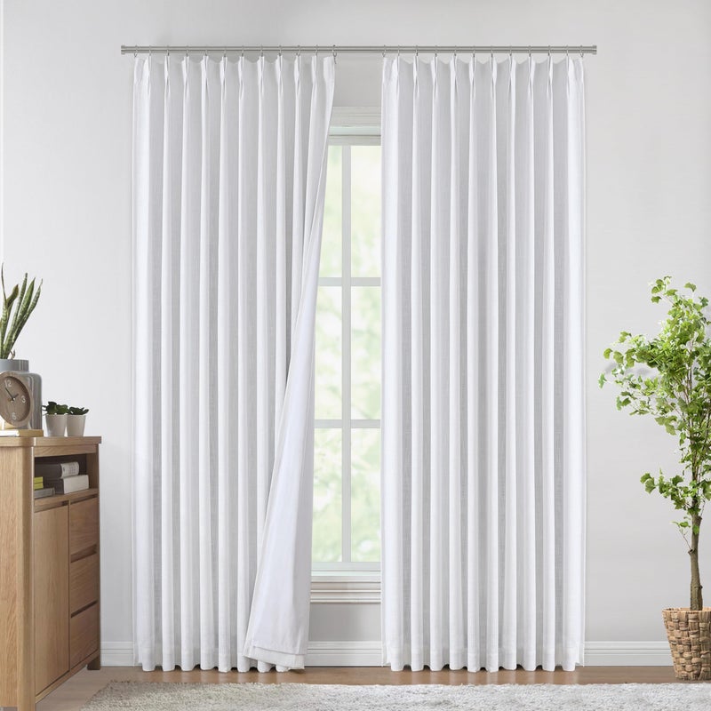 Vision Home White Pinch Pleated Full Blackout Curtains Thermal Insulated Window Curtains 90 Inch For Living Room Bedroom Room Darkening Pinch Pleat Drapes With Hooks Back Tab 1 Panel 60"" Wx90 L - Image 2