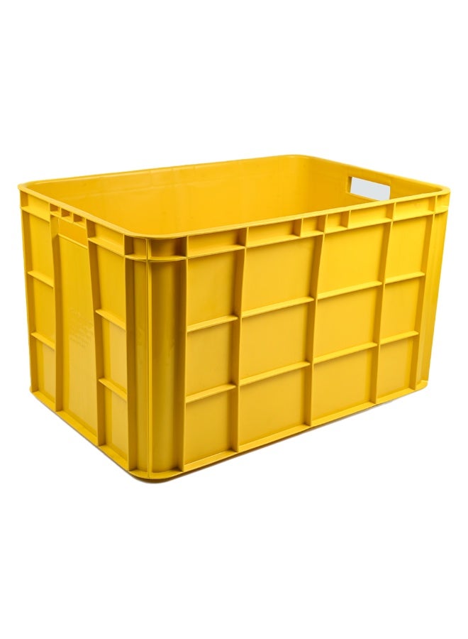 Plastica Industries LLC 2pcs of Plastic Storage Fish/Multipurpose Crate Box 600×400×350 mm 72L Stackable Heavy Duty Reinforced Walls Anti-Slip Base for Home Industrial Commercial Delivery - Yellow - Image 4