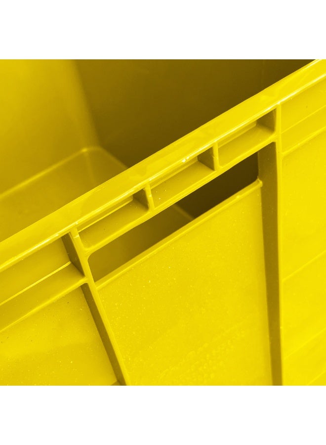 Plastica Industries LLC 2pcs of Plastic Storage Fish/Multipurpose Crate Box 600×400×350 mm 72L Stackable Heavy Duty Reinforced Walls Anti-Slip Base for Home Industrial Commercial Delivery - Yellow - Image 5