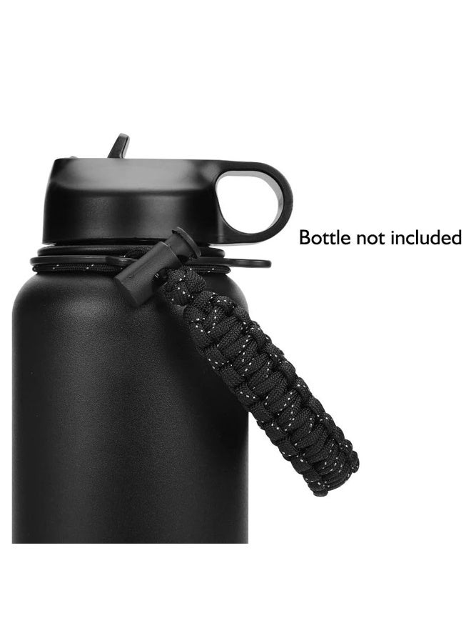 2PCS Paracord Water Bottle Handle for 12oz to 64oz Older Version Wide Mouth Hydro Flask, Bottle Accessories Paracord Strap Carrier Assembled with Safety Ring and Carabiner for Hiking - Image 2