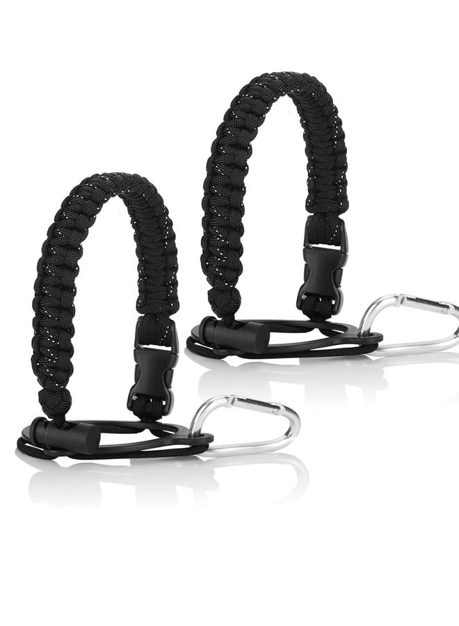2PCS Paracord Water Bottle Handle for 12oz to 64oz Older Version Wide Mouth Hydro Flask, Bottle Accessories Paracord Strap Carrier Assembled with Safety Ring and Carabiner for Hiking - Image 1