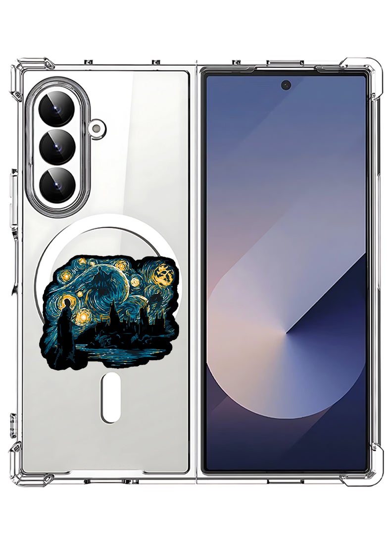 Theodor Magnetic Case for Samsung Galaxy Z Fold 7 Compatible with MagSafe Wireless Charging, Shockproof Phone Bumper Cover Starry nights - Image 1