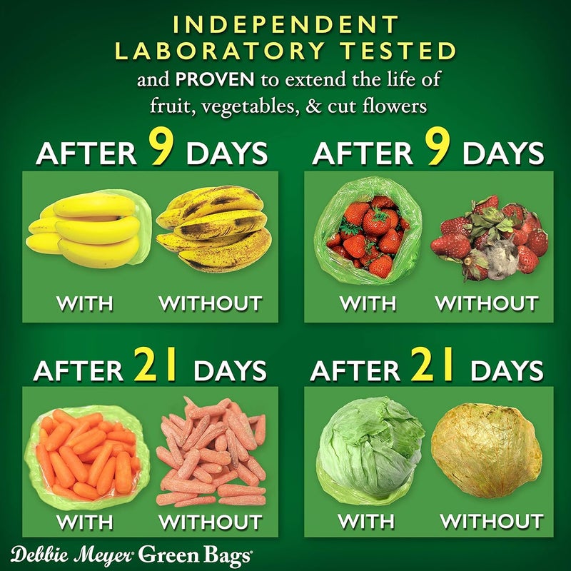 Debbie Meyer , GreenBags 20-Pack (8M, 8L, 4XL) | Reusable Storage Bags Keeps Fruit, Vegetables, Produce, Cut Flowers Fresh Longer, Kitchen & Fridge Preservation Solution, BPA Free, Made in the USA - Image 5