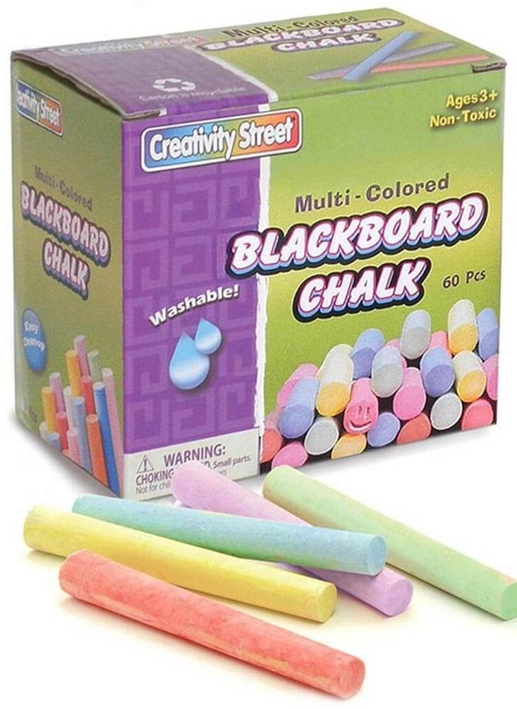 Creativity Street Assorted Colors 60pcs Blackboard Chalk 3.25 inch Long 
