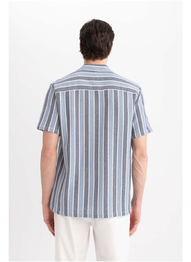 DeFacto - Man Regular Fit Apache Neck Woven Short Sleeve Shirt - Image 1