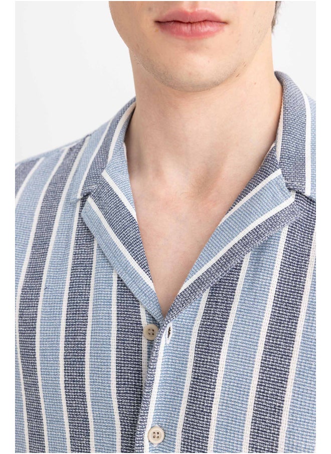 DeFacto - Man Regular Fit Apache Neck Woven Short Sleeve Shirt - Image 1
