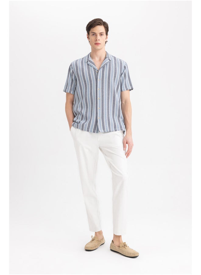 DeFacto - Man Regular Fit Apache Neck Woven Short Sleeve Shirt - Image 1