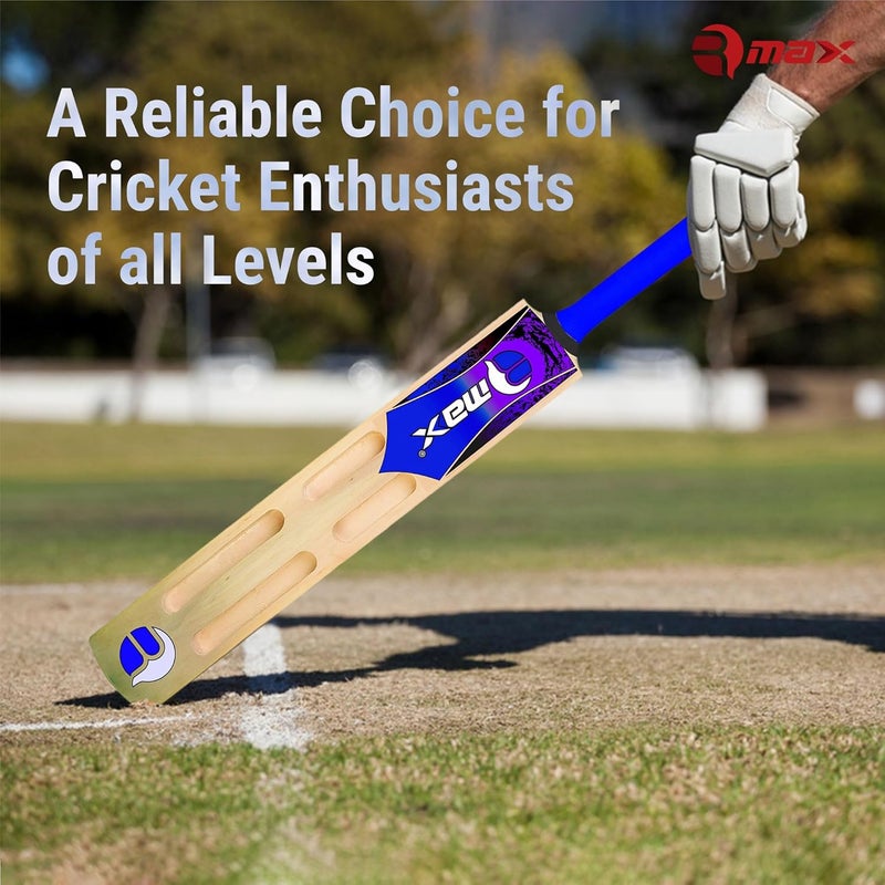 RMAX Kashmir Willow Scoop Cricket Bat for Tennis Ball, Light Weight, Tennis & Rubber Ball, Bat Cover (Purple) - Image 2