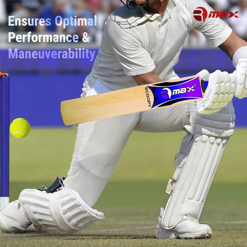 RMAX Kashmir Willow Scoop Cricket Bat for Tennis Ball, Light Weight, Tennis & Rubber Ball, Bat Cover (Purple) - Image 4