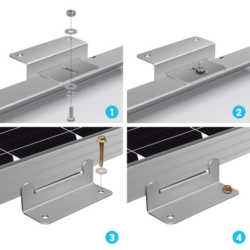 Renogy Solar Panel Mounting Z Brackets Lightweight Aluminum Corrosion-Free Construction for RVs, Trailers, Boats, Yachts, Wall and Other Off Gird Roof Installation, one set of 4 Units,Gray - Image 5