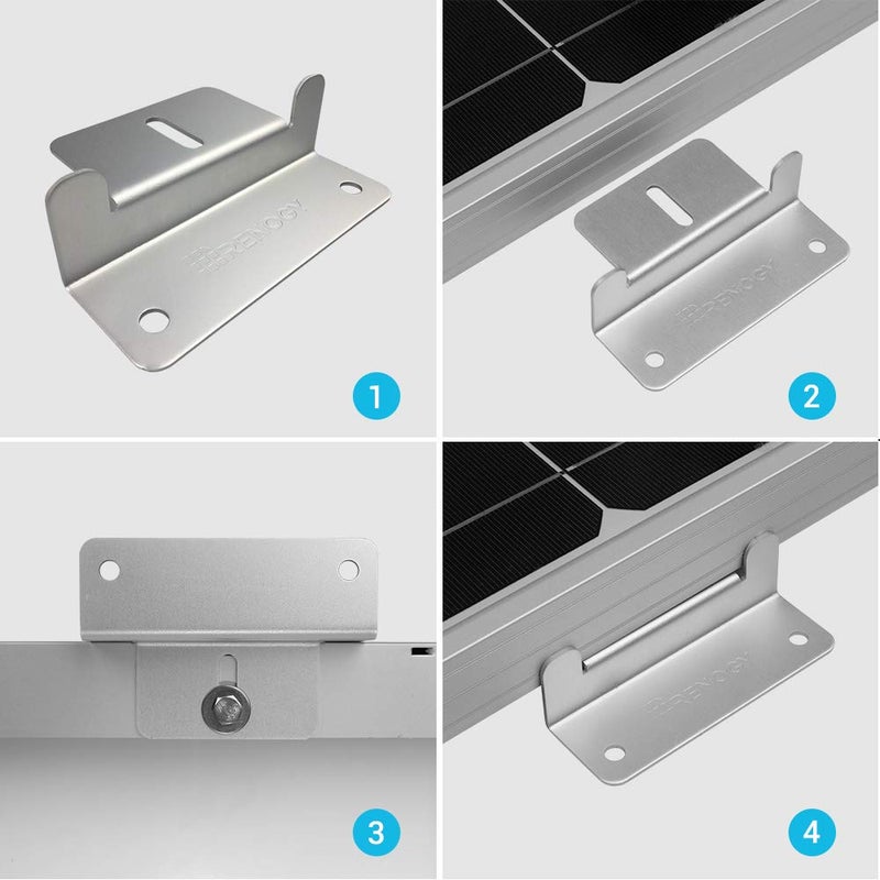 Renogy Solar Panel Mounting Z Brackets Lightweight Aluminum Corrosion-Free Construction for RVs, Trailers, Boats, Yachts, Wall and Other Off Gird Roof Installation, one set of 4 Units,Gray - Image 4