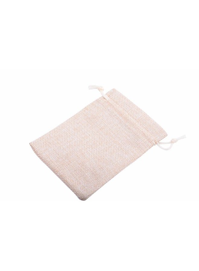 Sansam 50pcs 9.0x12.0cm/3.6''x4.8'' Small Cream Drawstring and Lining Burlap/Hessian Bags, Burlap Sacks,Jewelry Pouches, Wedding Favor Bags, Jewelry Packaging, Gift Bags - Image 3