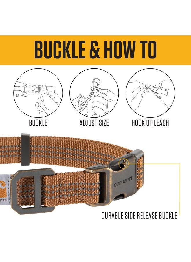 carhartt - Carhartt Fully Adjustable Nylon Webbing Collars for Dogs, Reflective Stitching for Visibility, Carhartt Brown (Nylon Webbing), Large - Image 1