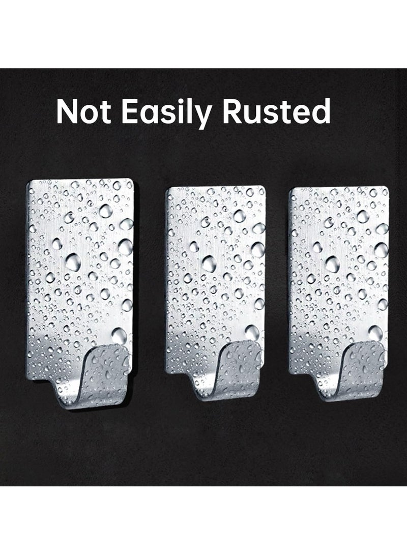 ECVV 8 Pack Self-adhesive Hooks, Heavy Duty Stainless Steel Wall Holder, Waterproof Towel Hanger for Home Kitchen Bathroom-Silver - Image 4