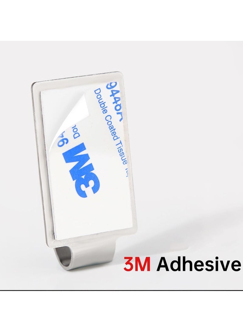 ECVV 8 Pack Self-adhesive Hooks, Heavy Duty Stainless Steel Wall Holder, Waterproof Towel Hanger for Home Kitchen Bathroom-Silver - Image 5